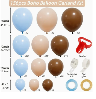 Brown, Blue, Nude Balloon Garland Arch Kit