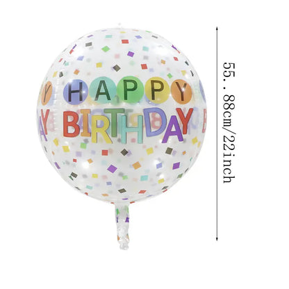 Transparent 4D Happy Birthday Balloon