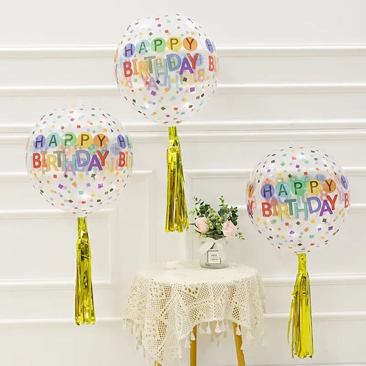 Transparent 4D Happy Birthday Balloon